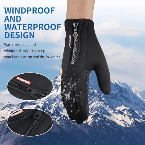 Vista 6 de Guantes de invierno, guantes antideslizantes para pantalla táctil, guantes de ciclismo resistentes al viento, guantes térmicos para clima frío