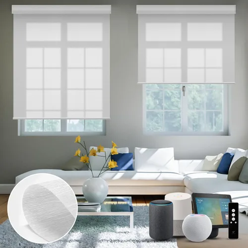 Vista 83 de SmartWings Persianas Motorizadas con Sombras para Ventana Control Remoto Funciona con Thread Apple Homekit Z-Wave Alexa 100% Blackout de Doble Cara