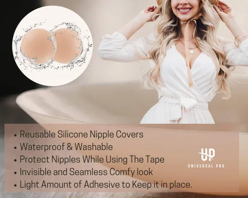 Vista 6 de Boob Tape, BoobyTape for Breast Lift Tape A-E Cup, Push Up in All Dress Tape with Reusable Nipplecover Adhesive,Bob Tape