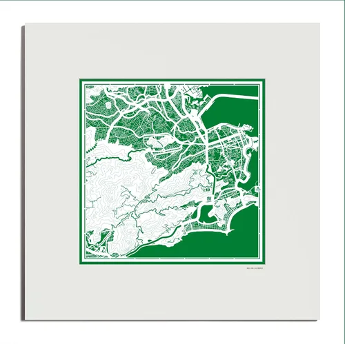 Vista 174 de O3 Design Studio San Diego, CA Paper Cut Map Matted Grey 20x20 in Paper Art