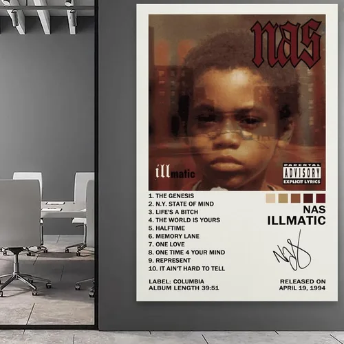 Vista 5 de Illmatic - Póster en lienzo para decoración de dormitorio, 08 x 12 pulgadas Estilo de marco