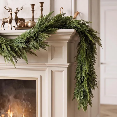 Vista 8 de Valery Madelyn 6ft Artificial Norfolk Pine Halloween Garland for Mantle Black