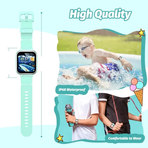 Vista 43 de Reloj inteligente para niños con juegos de rompecabezas, pantalla táctil HD, cámara de video, reproductor de música, podómetro, reloj despertador