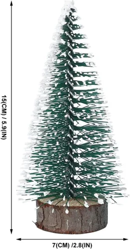 Vista 6 de Yardwe 18 piezas de mini árboles de Navidad artificiales de nieve helada árboles de Navidad botella de cepillo árboles para decoración de mesa