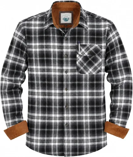 Vista 49 de Gioberti - Camisa a cuadros de franela cepillada de 100% algodón para hombre con contraste de pana Carbón vegetal