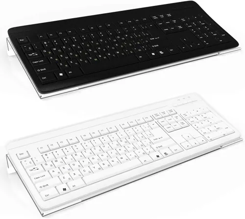 Vista 5 de Richboom - Soporte para teclado de computadora de acrílico transparente, inclinado, para escritura ergonómica fácil, versión mejorada, soporte