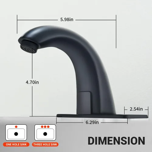 Vista 5 de Grifo de baño sin contacto con sensor automático de movimiento, llaves de fregadero con cubierta de agujero y mezclador de temperatura, llave