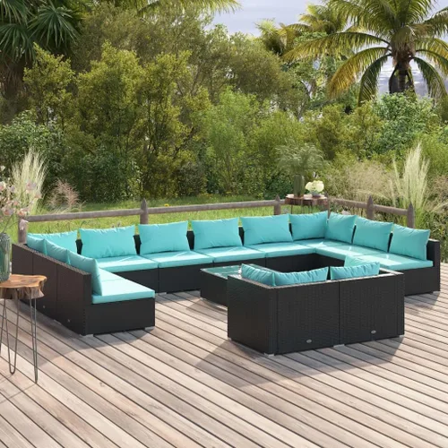Vista 14 de Sofá de 3 plazas con cojines de ratán de poliéster marrón, juego de muebles de patio al aire libre con 3 sofás centrales para patio trasero, jardín