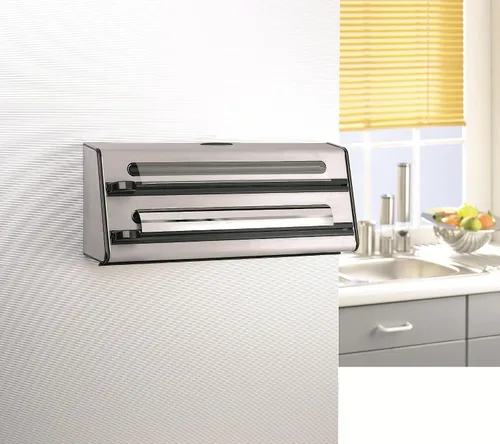 Vista 3 de Emsa Dispensador Triple Rollo "Contura" de Acero Inoxidable, Plata/Negro