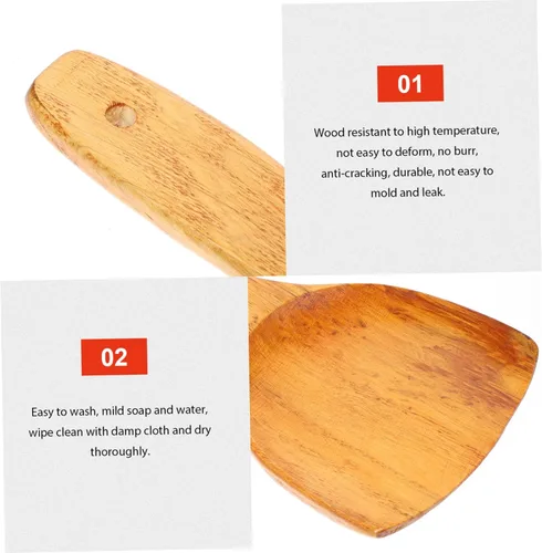 Vista 2 de 2 cucharas de silicona de bambú utensilios de cocina de bambú utensilios de cocina de madera pala para hornear espátula wok aleta herramienta