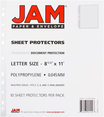 Vista 2 de JAM Paper - Protectores de papel de 8.5 x 11 - Transparentes, Transparente