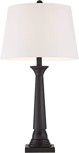 Vista 7 de 360 Lighting Dolbey - Juego de 2 lámparas de mesa rústicas de granja de 28 pulgadas de alto, columna cónica de bronce profundo, pantalla de tambor