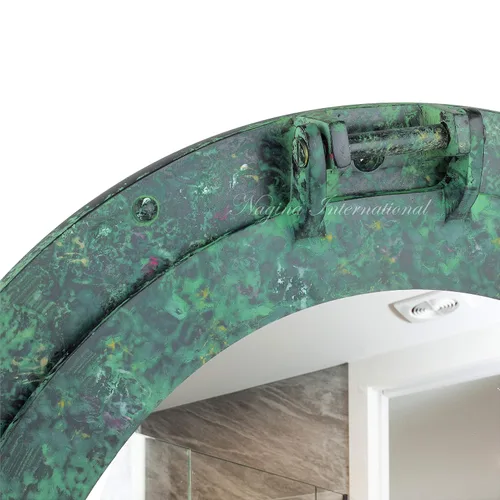 Vista 5 de Espejo de ojo de buey de aluminio de 17 pulgadas con acabado verde antiguo - Decoración náutica