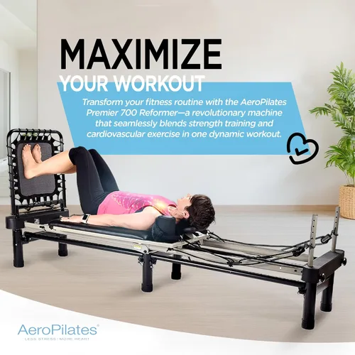 Vista 4 de AeroPilates Pilates Reformer Machine, Gym Equipment for Resistance Workout, Strength & Fitness Training - Foldable & Compact