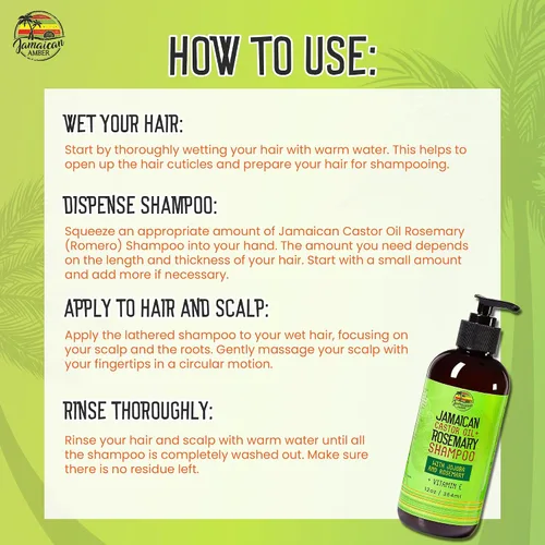 Vista 7 de JAMAICAN Ambre Champú de romero para fortalecer el cabello - 12 oz / 11.5 fl oz - Champú hidratante, fortalecedor, promueve la nutrición