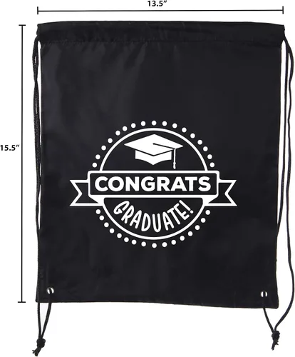 Vista 2 de Mato & Hash Mochilas con cordón de graduación para personas mayores, bolsas de cincha personalizadas para recuerdos de fiesta, felicitaciones
