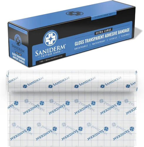 Vista 10 de Saniderm Vendaje Original para Cuidado Posterior de Tatuajes (Rollo Pequeño, 4 pulgadas x 8 yardas)
