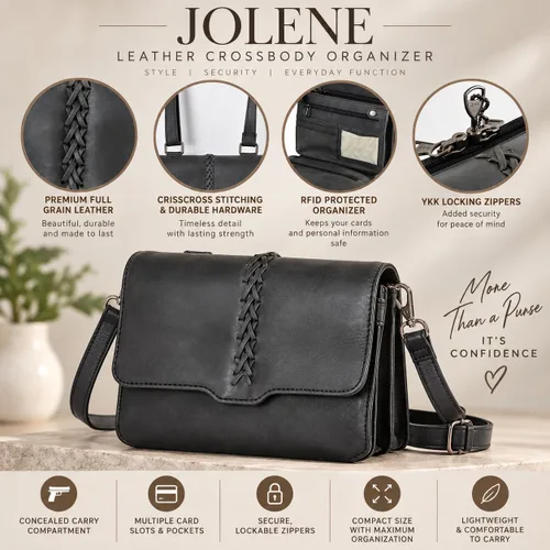 Vista 8 de Lady Conceal Organizador cruzado de cuero Jolene oculto Dusty Black