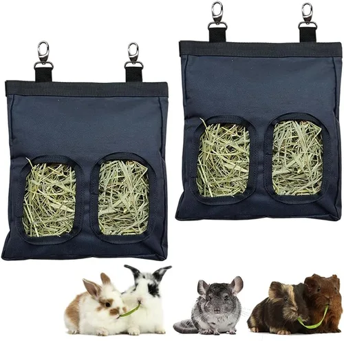 Vista 16 de RIOUSSI Comedero de heno para conejillos de indias, bolsa de alimentación Azul (Blueflower)