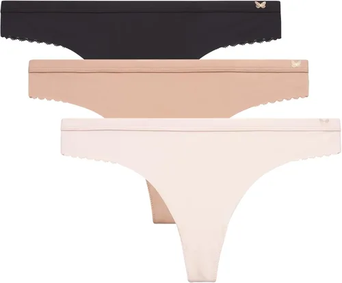 Vista 14 de Jessica Simpson Ropa interior para mujer – Paquete de 3 bragas de microfibra elástica duradera sexy – Tangas de encaje suave para mujer