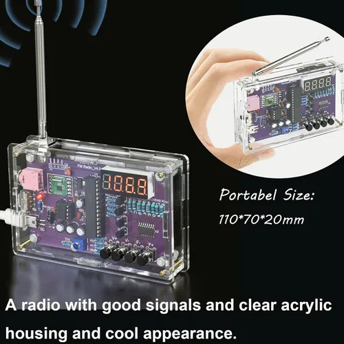 Vista 5 de Nuevo kit de soldadura de radio FM, kit electrónico de radio portátil para bricolaje, alimentado por baterías o USB, kit de soldadura de práctica