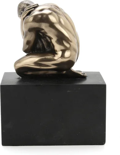 Vista 5 de Veronese Design Estatuilla masculina llorona desnuda de 4 3/8 pulgadas de alto en zócalo de resina fundida en frío, escultura de arte corporal
