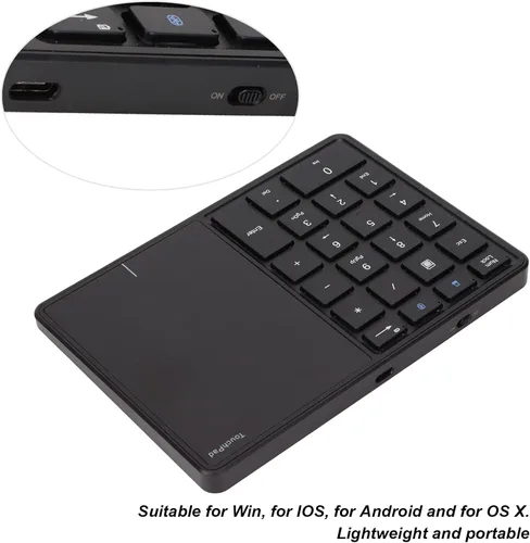 Vista 2 de LICAEVEY Bloc numérico, teclado numérico inalámbrico 2 en 1, 22 teclas, diseño de panel táctil, teclado de contabilidad inanciera para laptop, PC