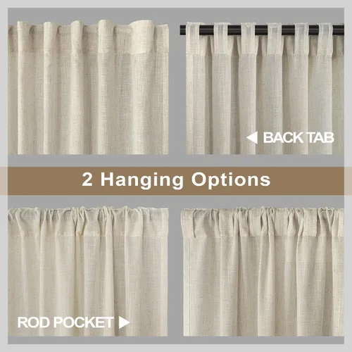 Vista 13 de Pitalk Cortinas de lino para café de 24 pulgadas de largo, con bolsillo trasero, plisadas, estilo bohemio, granja, cocina, cortinas para ventana