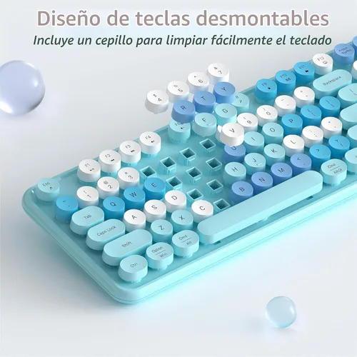 Vista 6 de Links9+ Combo de teclado y mouse inalámbricos coloridos (azul colorido)