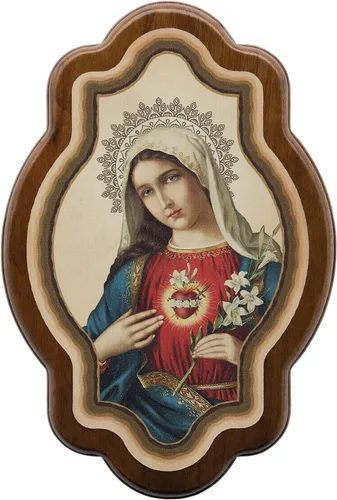 Vista 6 de Intercession Arte de pared enmarcado del Sagrado Corazón de Jesús y la Virgen María, juego de 2 piezas