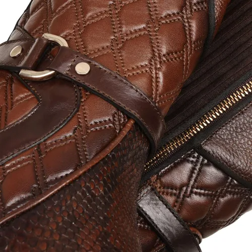 Vista 6 de Cuadra Botas altas para mujer en piel de pitón auténtica, color marrón