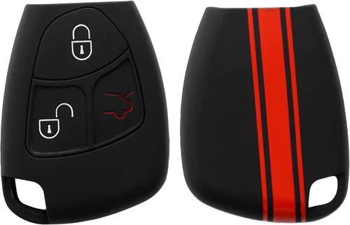 Vista 8 de kwmobile Funda de silicona para llavero compatible con llave de automóvil Mercedes-Benz de 2 a 3 botones