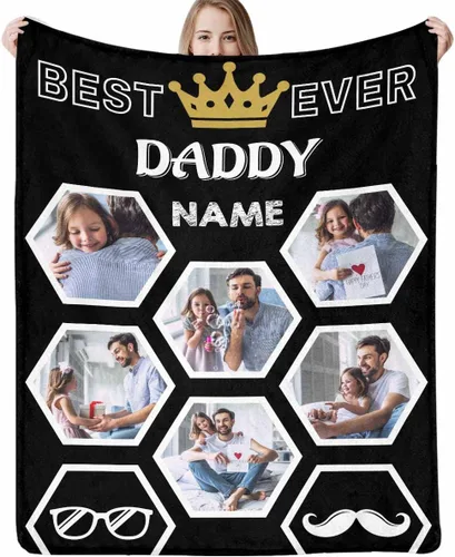 Vista 16 de Manta personalizada para papá abuelo, regalo de manta personalizada para el día del padre, manta personalizada con foto para papá, regalo
