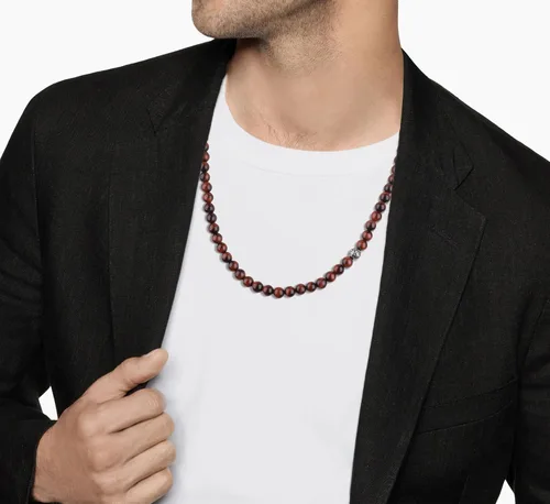Vista 3 de GAVU Collar de cuentas de gemas semipreciosas de 8mm para hombres, collares de cristal curativos para hombres