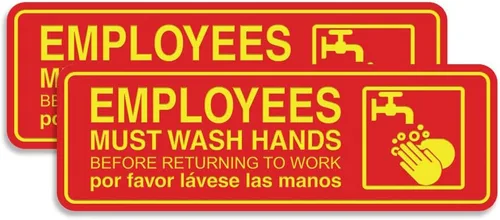 Vista 40 de Standard Employees Must Wash Hands - Letrero para puerta/pared, color negro, pequeño