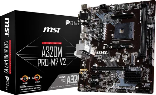 Vista 2 de MSI ProSeries AMD A320 1ª, 2ª y 3ª generación Cumple con Ryzen AM4 DDR4 HDMI DVI USB 3 Micro-ATX Placa base (A320M-A PRO)