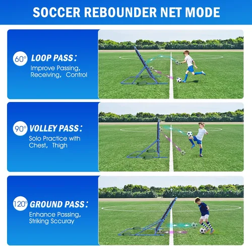 Vista 3 de Soccer Baseball Rebounder Net, Soccer Goal Net, Volleyball Softball Rebound Pitchback Net Quick-Switch Angle Training for Control, Passing Practice