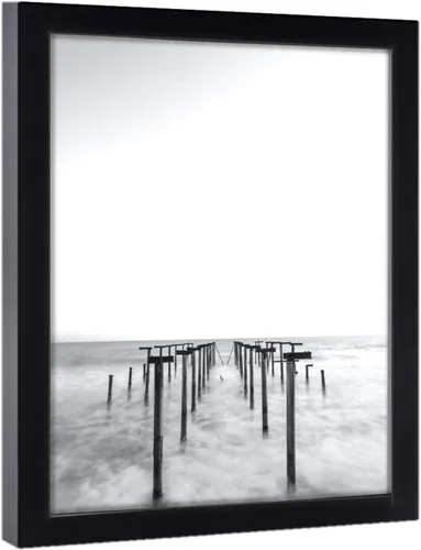 Vista 3 de 41x30 Black Picture Frames - Ready to Hang Solid Pine Wood Poster Frame - Photo Frame Polished Glass Front Clear Plexiglass Display Photograph