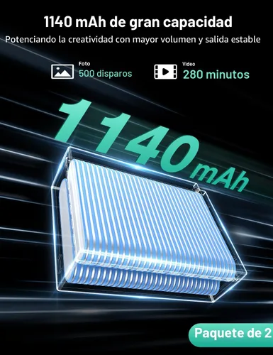 Vista 3 de llano NP-W126S - Paquete de 2 baterías de 1140 mAh y cargador rápido USB-C Negro