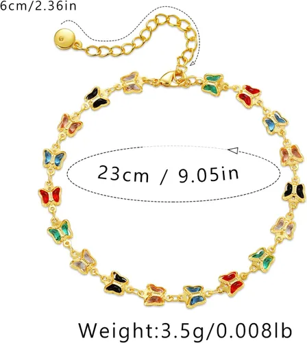 Vista 2 de Tobillera para mujer, chapada en oro de 18 quilates, tobillera con dije de oro, impermeable, para verano, playa, cadena de pie, joyería para regalos