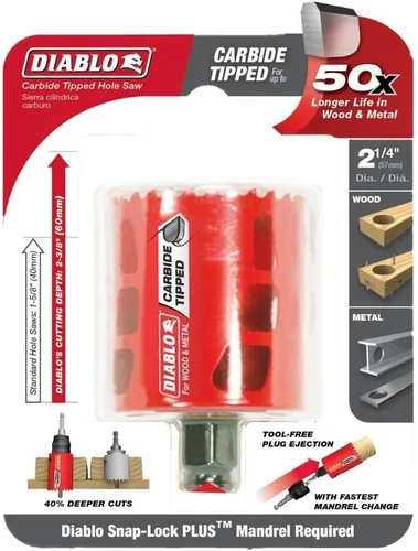 Vista 2 de Freud Lit 2-1/4 (57MM) Carburo GP HOLESAW, DHS2250CT