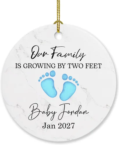 Vista 28 de Adorno personalizado para bebé que llega 2027, adorno de Navidad de Bump, elige el nombre del bebé y el año de Navidad para el nuevo abuelo abuela