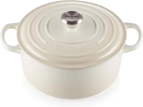 Vista 2 de Le Creuset Horno holandés redondo de hierro fundido esmaltado, 3.5 cuartos de galón, Merengue