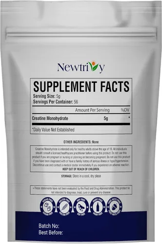 Vista 2 de Monohidrato de creatina, micronizado, puro, sin sabor, 280g (9.8oz)