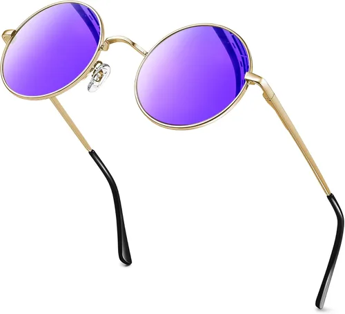 Vista 39 de KANASTAL Gafas de sol redondas polarizadas para mujeres y hombres, estilo hippie con protección UV400