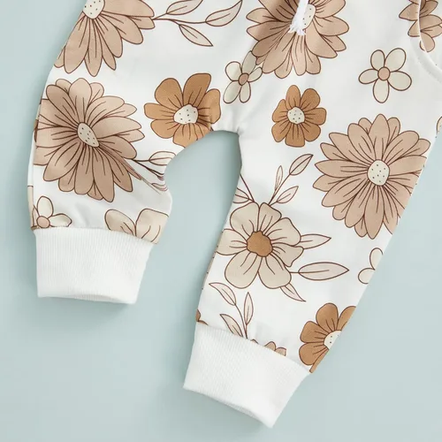 Vista 7 de AEEMCEM Conjunto de sudadera de manga larga con diseño floral de calabaza y diadema para bebé niña