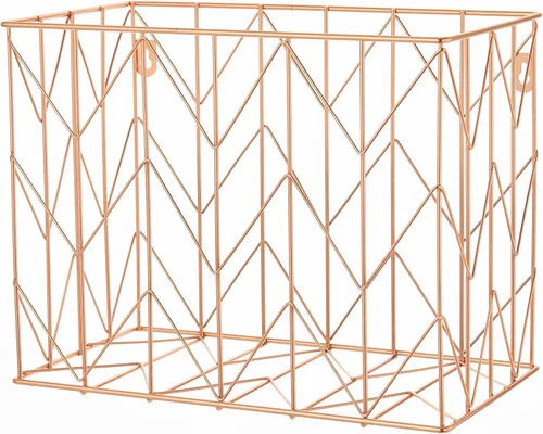 Vista 10 de Y YOMA Organizador de archivos colgantes, tamaño carta, de metal dorado rosa, cesta de almacenamiento para oficina en casa, 1 paquete, con juego