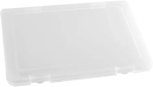 Vista 4 de Caja de archivos portátil A4, caja de plástico transparente, protector de papel para documentos, organizador de papel de escritorio, estuche