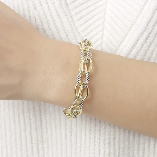 Vista 4 de UNY JEWEL Pulsera de cadena de eslabones trenzados de fusión de lujo para mujer, joyería atemporal, elegancia súper brillante