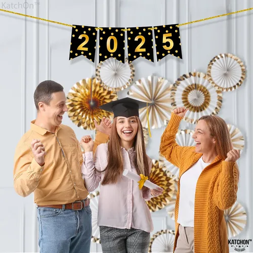 Vista 7 de Katchon, Cartel brillante de graduación 2025 – Grande de 8 pies, sin bricolaje Cartel de feliz graduación 2025, decoraciones de graduación clase